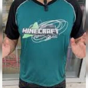 Minecraft X Point Zero Teal & Black Minecraft Video Game Graphic T-Shirt Sz XL